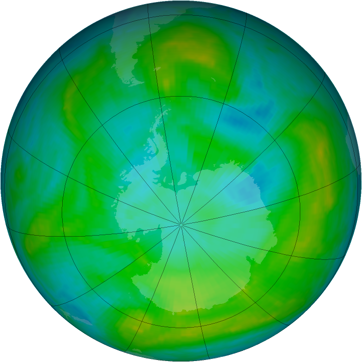 Antarctic ozone map for 22 January 1981